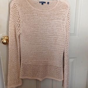 NWOT Bisou cream colored all crochet sweater beautiful crochet sleeves. Size L